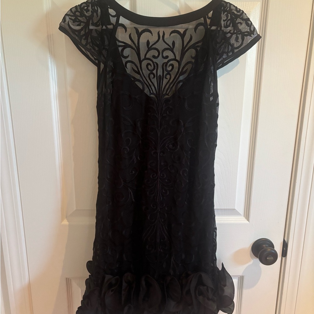 Guess Black Sheath Mini Dress with Flutter Cap Sleeves
